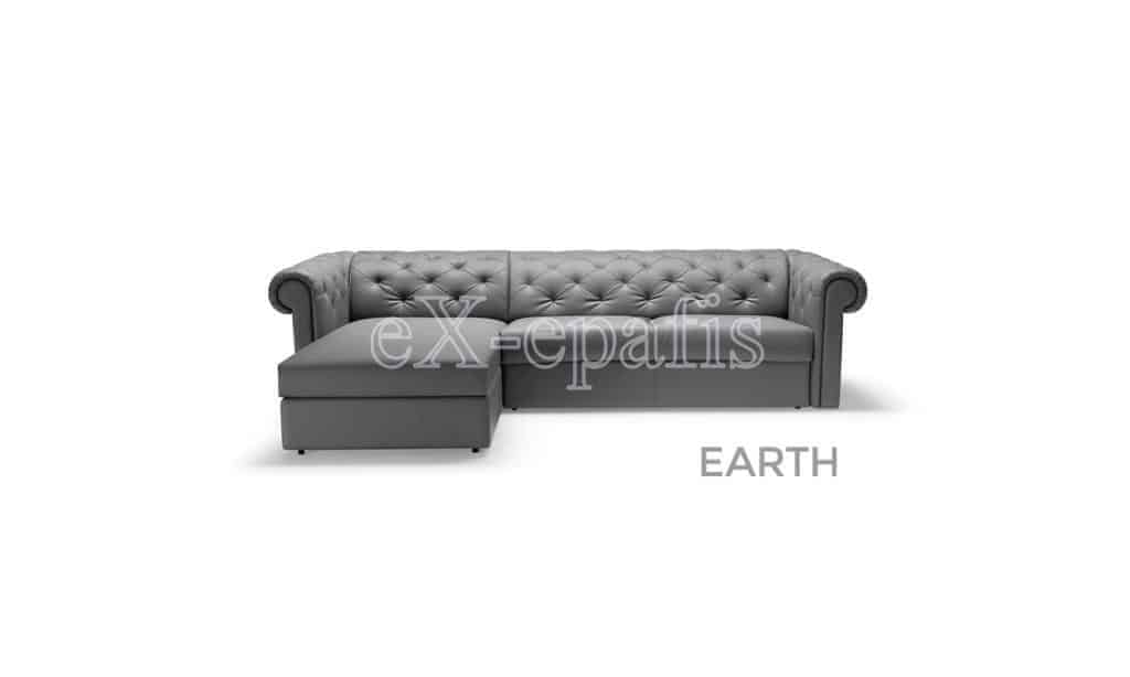 καναπές γωνιακός με κρεβάτι earth penisola noctis